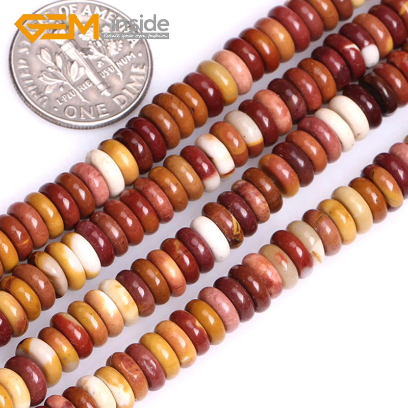 

3x6mm 3x8mm 3x10mm Yellow Red Natural Mookaite Jaspers Heishi Rondelle Shape Spacer Loose Beads for Jewelry Making Strand 15"