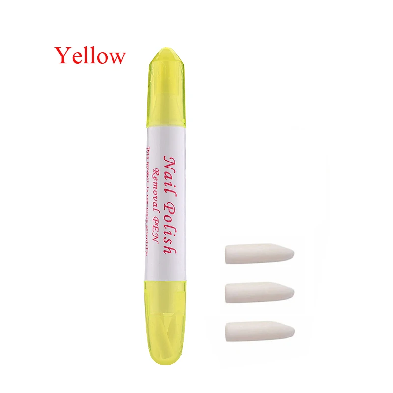Yellow Bittb пилочки для ногтей, корректор для удаления лака, ручка 3, замените наконечники, Гель-лак, удаление ошибок, маникюр, лак для ногтей, чистые инструменты - Цвет: Yellow