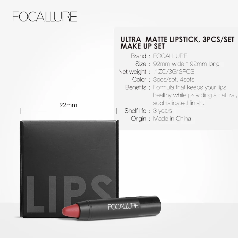 Матовая водостойкая помада FOCALLURE Pro долговечная Мягкая Помада карандаш|matte waterproof