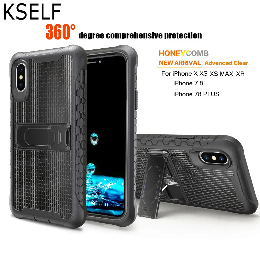 Роскошный Жесткий чехол KSELF 360 Heavy Duty для iPhone 7 8 X Plus XS Max XR Гибридный противоударный