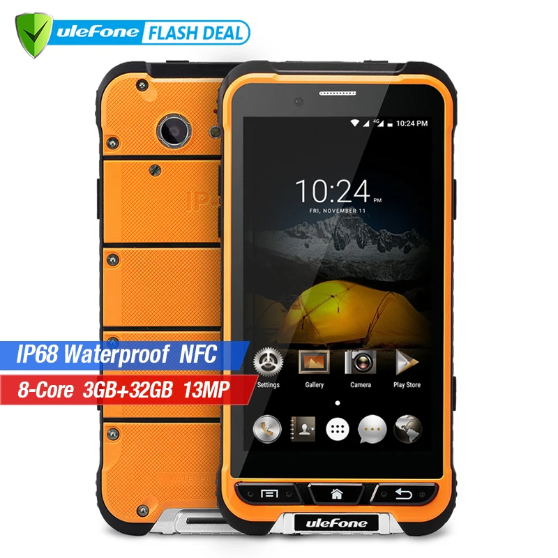 

Ulefone ARMOR IP68 Waterproof Smartphone 4.7 inch HD MTK6753 Octa Core Android 6.0 3GB RAM 32GB ROM 13MP Cam OTA 4G mobile phone