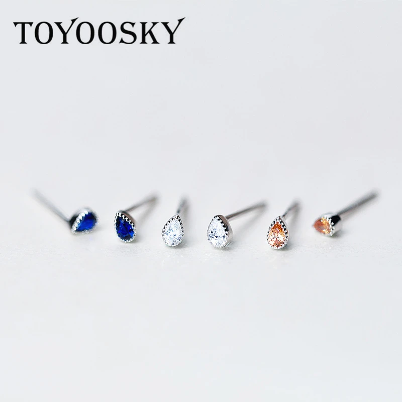 Серьги-гвоздики TOYOOSKY из серебра 100% пробы с кристаллами 3 цвета | Украшения и