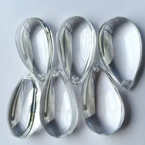 Высокое качество, 5 шт., 50 мм, прозрачная Хрустальная люстра, гладкая Капля воды, подвеска, освещение, Висячие детали, аксессуары + Бесплатные Кольца