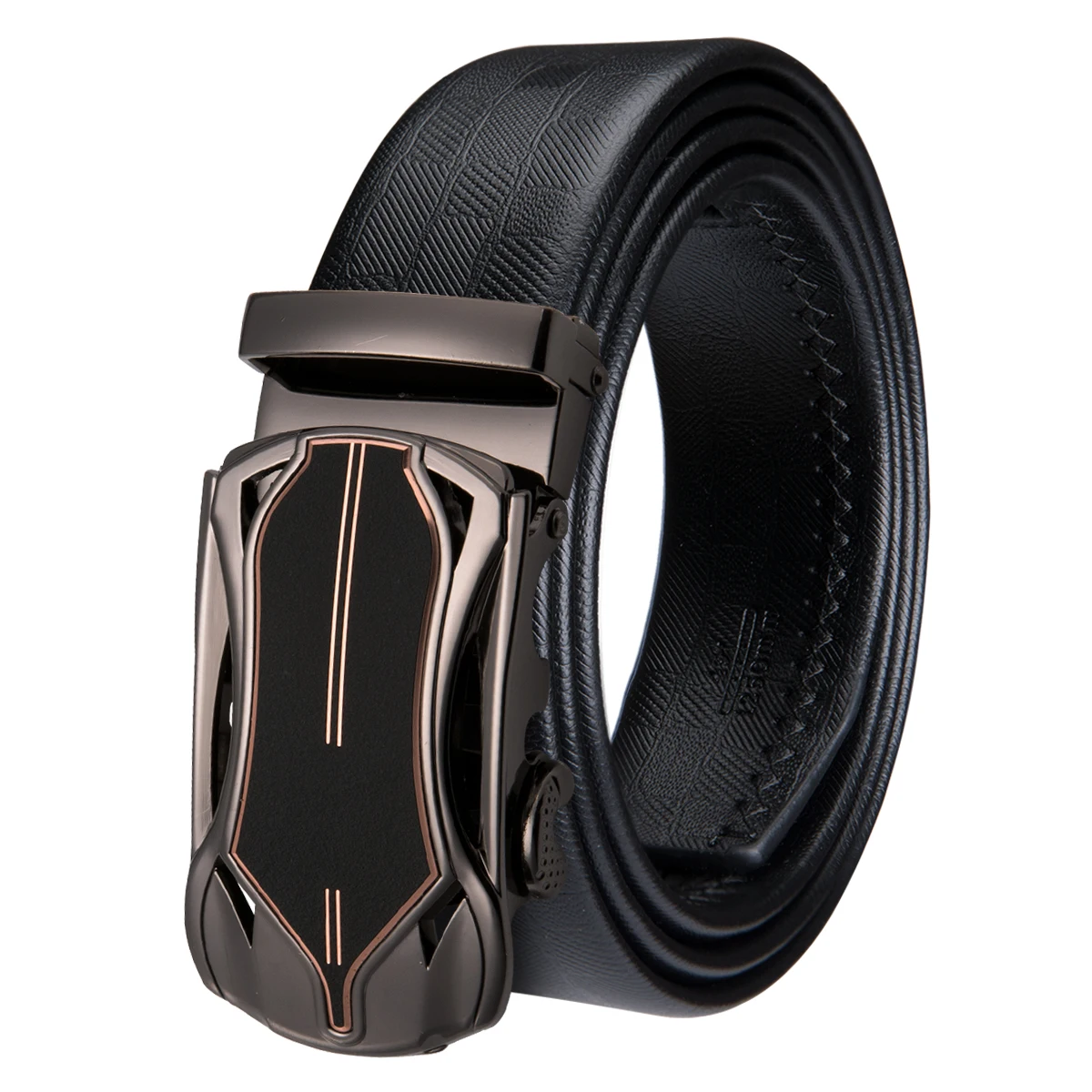 Hi-Tie Fashion Men Belt Black Leather Automatic Buckle for 3.5cm Wide Casual Designer Male Jeans EA-0038 | Аксессуары для одежды