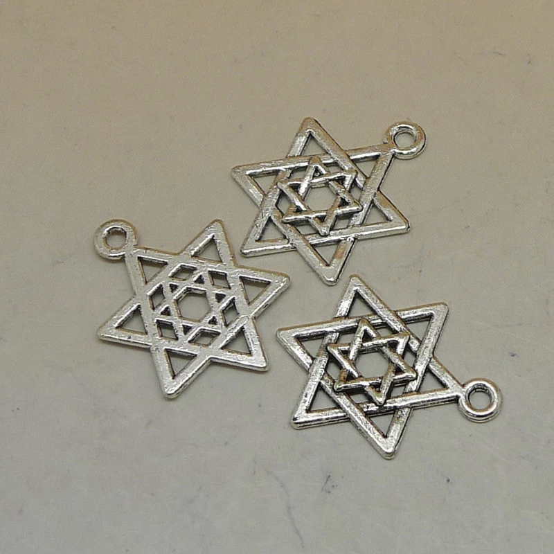 

Nevstop 200 шт./лот античное серебро 22x16 мм полые геометрические шесть Awn Star Charms
