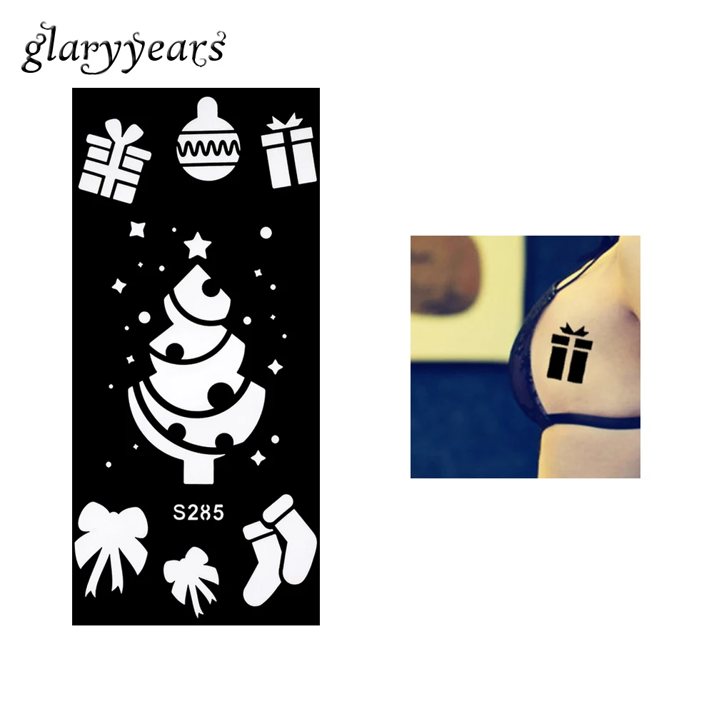 1 шт. трафарет из хны Подарочная коробка носки рождественская - Цена: 60,52 руб.