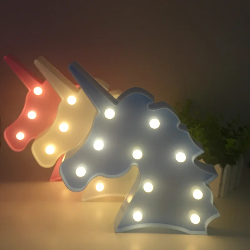 Ночник с объемным единорогом милые животные Luminaria лампа единорог маркиз надпись