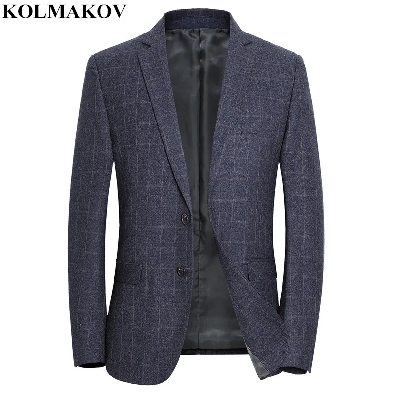 

KOLMAKOV New Men's Blazers Navy Blue Suit Jackets Coats for Men Business Casual Blazer Male High Quality Plaid Jackets Dress 3XL