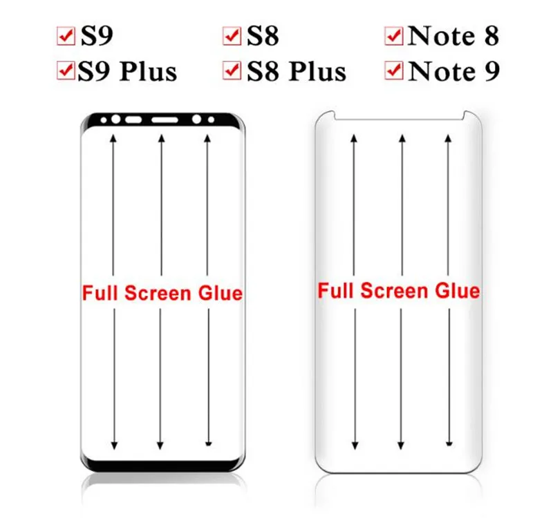 10 шт./лот 3D полный клей S8 закаленное стекло для SAMSUNG S9 накладка полный клей защитная пленка для экрана для Galaxy S10 S10plus