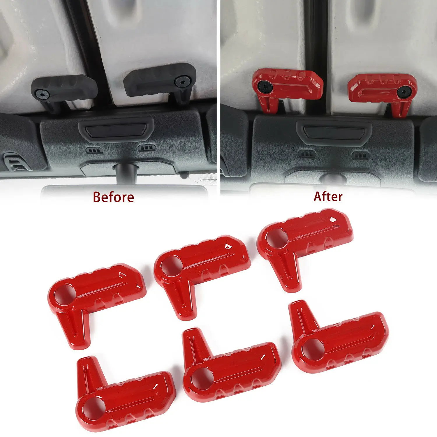 NEW Red ABS Hardtop Release Open Switch Trim Cover for 2018 Jeepp Wrangler JL 6PC | Автомобили и мотоциклы