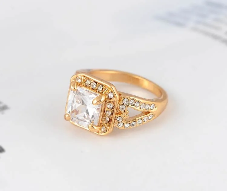 2015 New Arrival Ring 18K Gold Plated Micro Inlay AAA Cubic Zircon Square Shape Classic For Men Ri-HQ0390-C | Украшения и