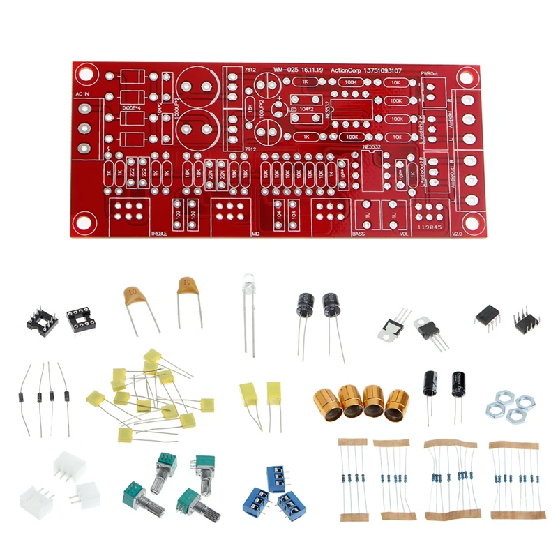 1 комплект новый NE5532 OP AMP HIFI усилитель предусилитель Регулятор громкости Tone EQ DIY KIT