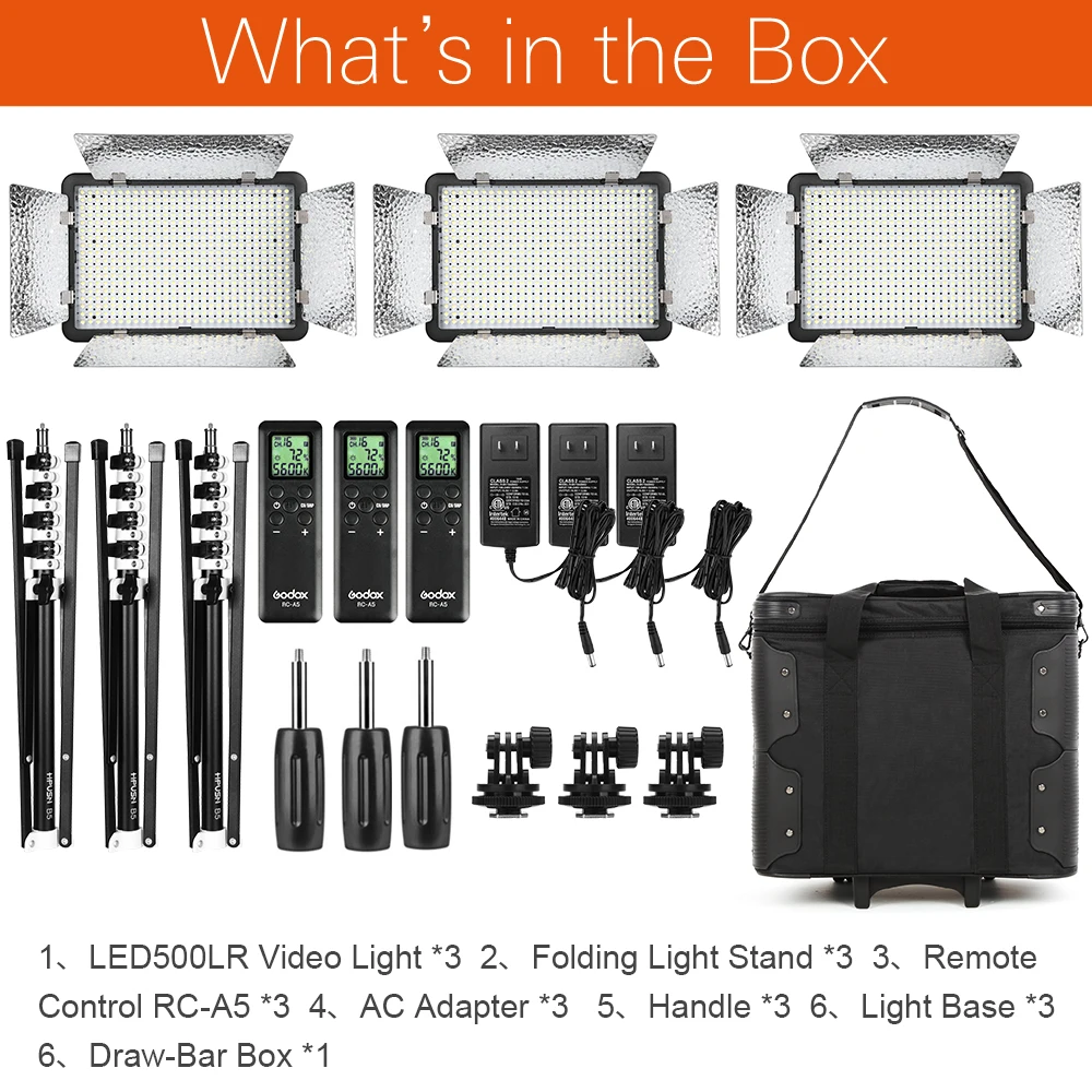 Godox 3x LED 500LRC 3300 5600K светильник непресветильник свет фото и видеосъемка с ставкой