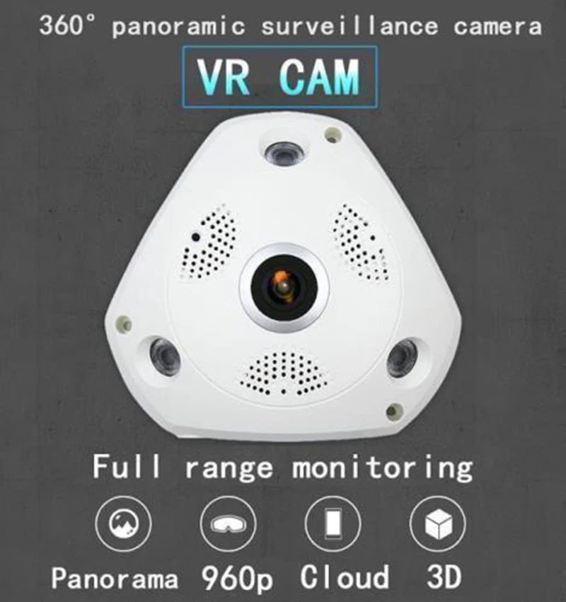 JCWHCAM 1280*960 360 градусов рыбий глаз панорамная камера HD Беспроводная VR панорама ip
