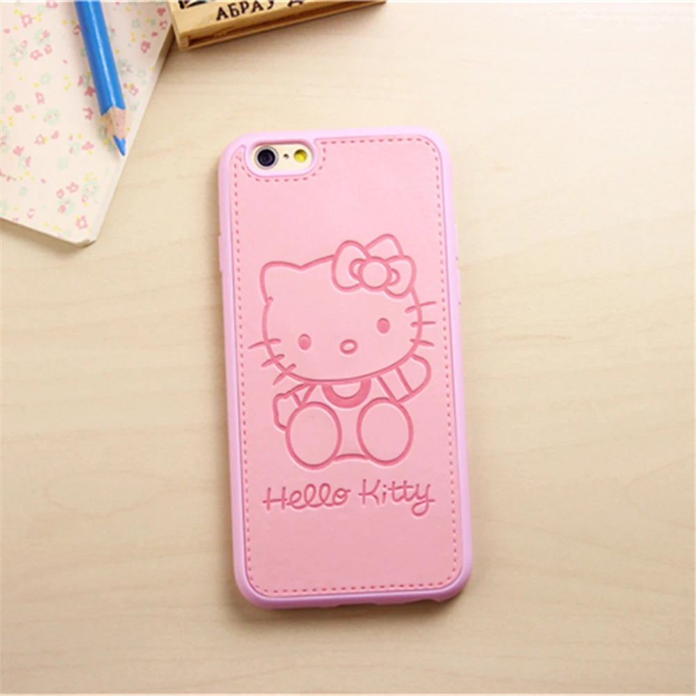 Милые девушки мультфильм из искусственной кожи Hello Kitty чехол для iPhone X 8 7 плюс 6S