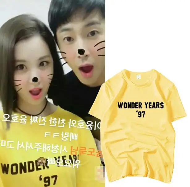 Летняя футболка с принтом для девочек Seohyun same wonder year свободная унисекс круглым