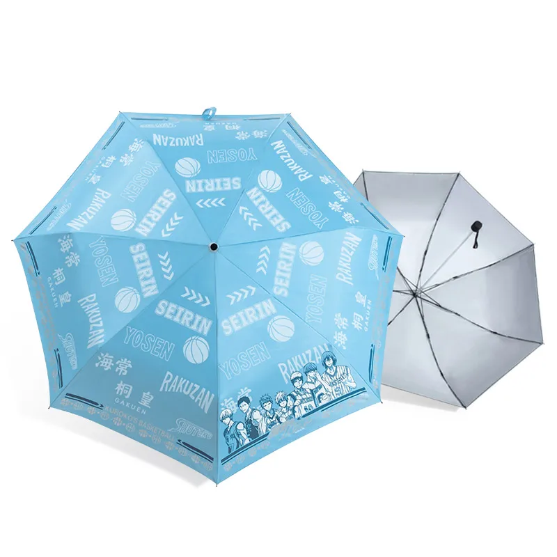 

[Kuroko no Basket] Folding Umbrella Rain Women Anti UV Anime Umbrellas Parasol Cartoon Role Akashi Seijuro Kagami Summer 2019
