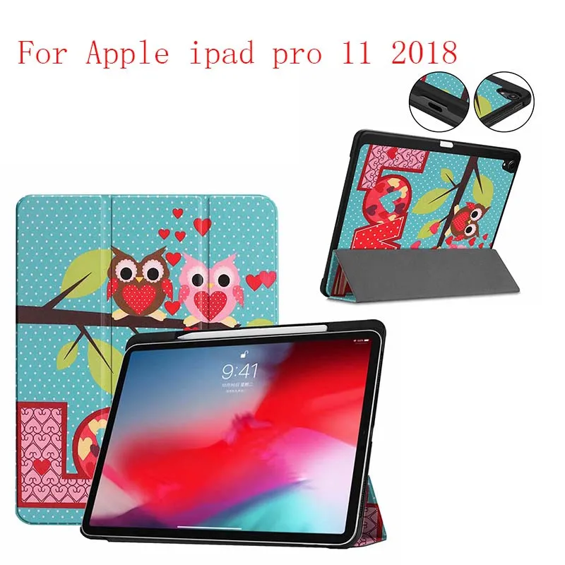 Кожаный чехол с рисунком подставкой смарт Фолио Магнитный для Apple ipad pro 11 2018