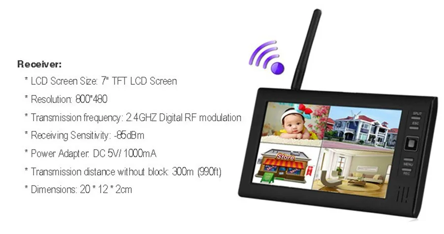 " lcd cctv система безопасности wifi беспроводная камера видеонаблюдения комплект обнаружения движения наружная ИК камера dvr Комплект sd w/запись