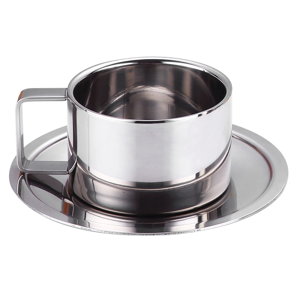 S Size With handle Набор чашек для эспрессо из нержавеющей стали с двойными стенками, кофейные чашки из нержавеющей стали, кухонные чашки для путешествий и бизнеса - Цвет: S Size With handle