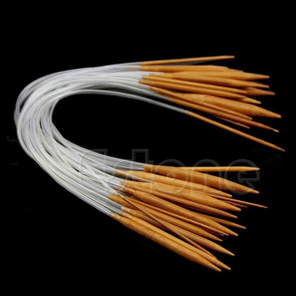 New 16&quot Smooth Nature 18Pairs Circular Bamboo Carbonized Knitting Needles Set | Дом и сад