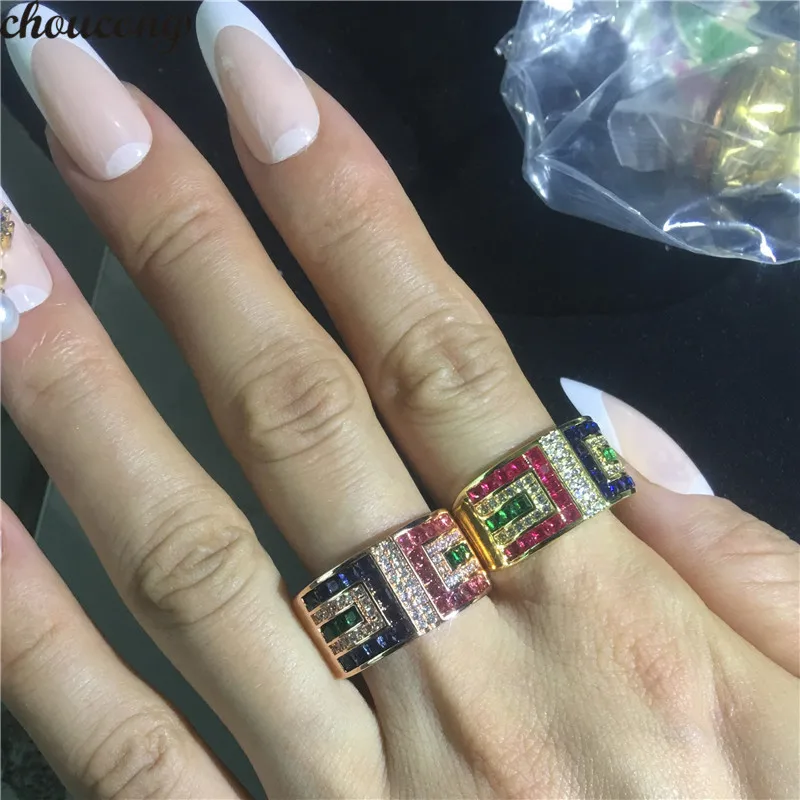 Винтажное женское коктейльное кольцо choucong разноцветное массивное обручальное