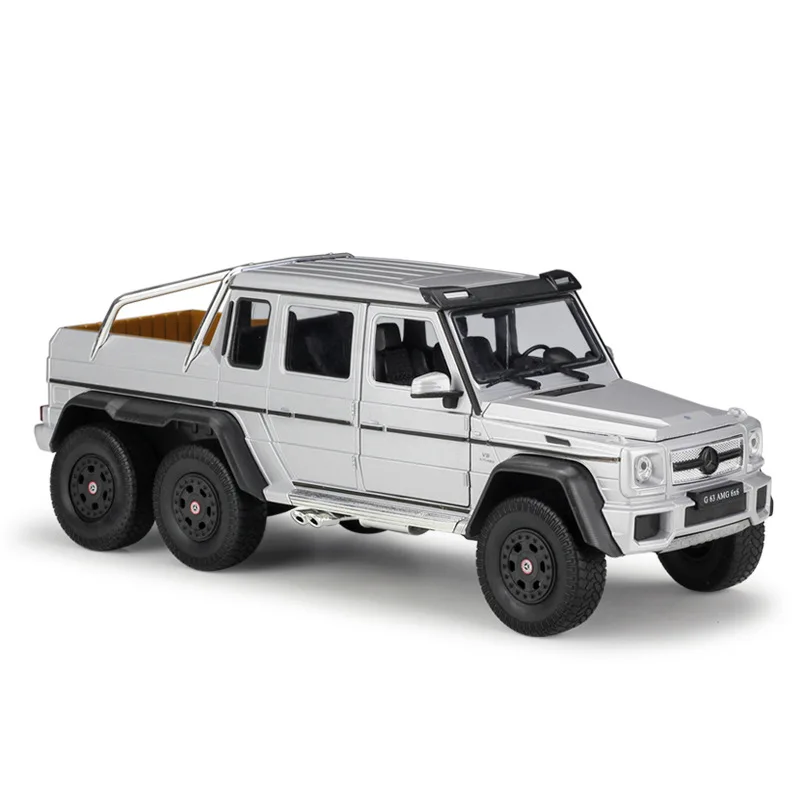1:24 Welly Benz G63 AMG 6X6 черный/белый/золотой/серебристый/красный литой под давлением модель автомобиля - Цвет: silver