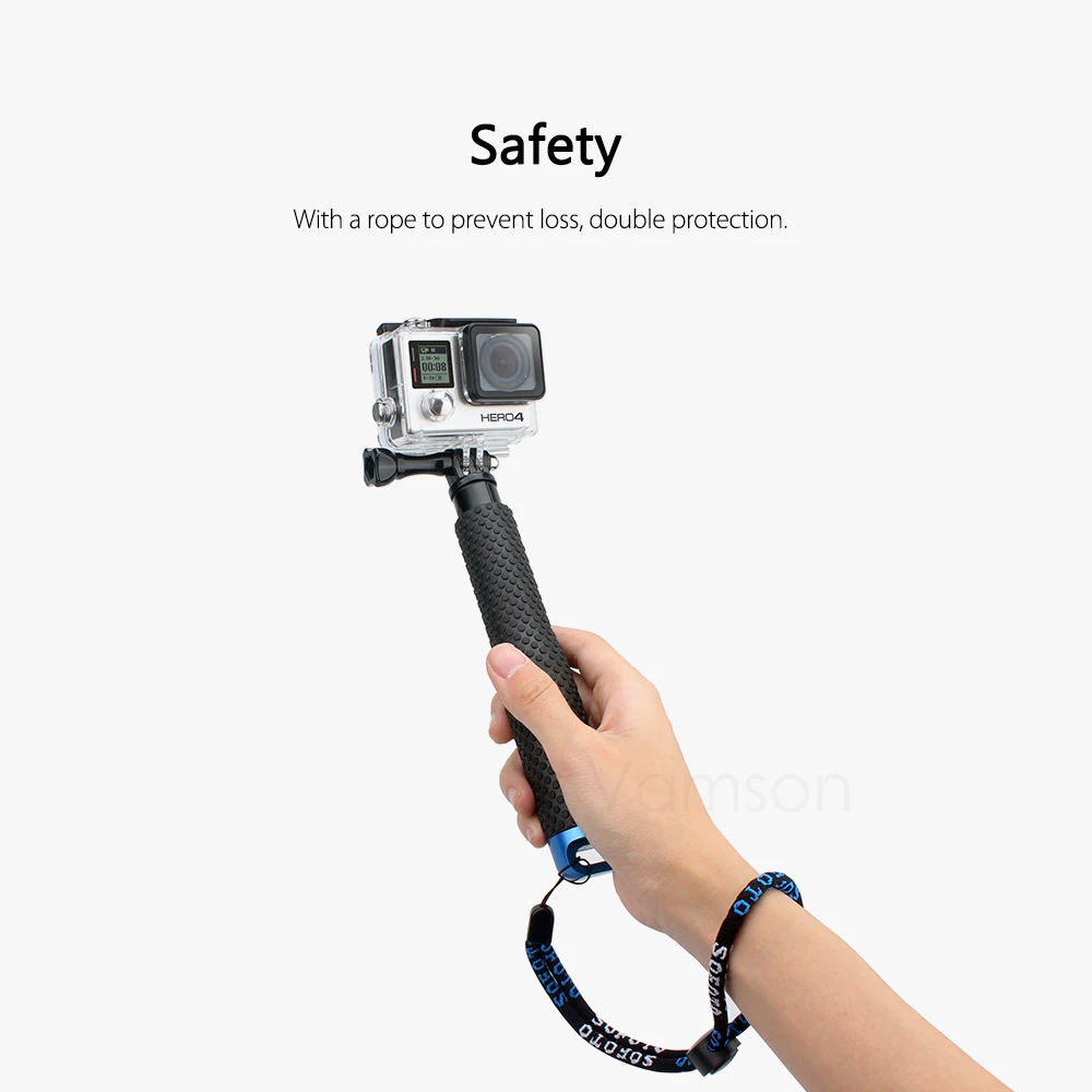 Vamson for Go Pro 6 Action Camera Surfing Diving Extendable Self selfie Stick Monopod For GoPro Hero 5 4 yi 4K | Электроника