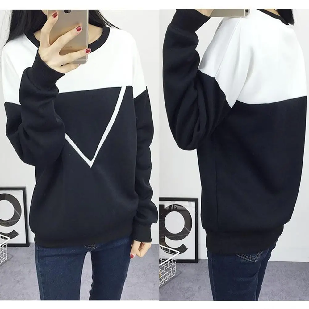 Новинка 2017 модные зимние черно-белые лоскутные толстовки с капюшоном женский