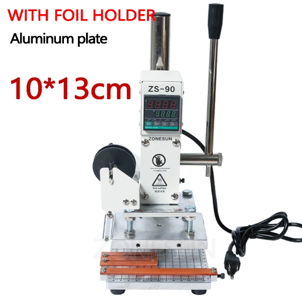 10x13 with holder1 ZONESUN ZS-90, новая машина для горячего тиснения фольгой, ручная Бронзирующая машина для ПВХ карты, кожи, бумаги, тиснения, штамповки - Цвет: 10x13 with holder1