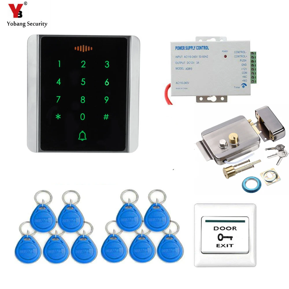 Yobang двери Система контроля доступа комплект RFID Card Reader водостойкий сенсорной клавиатурой Электрический магнитный дверной замок+ кнопка выхода