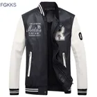 Мужская замшевая куртка FGKKS, куртка с длинным рукавом и надписью, кожаная куртка на зиму
