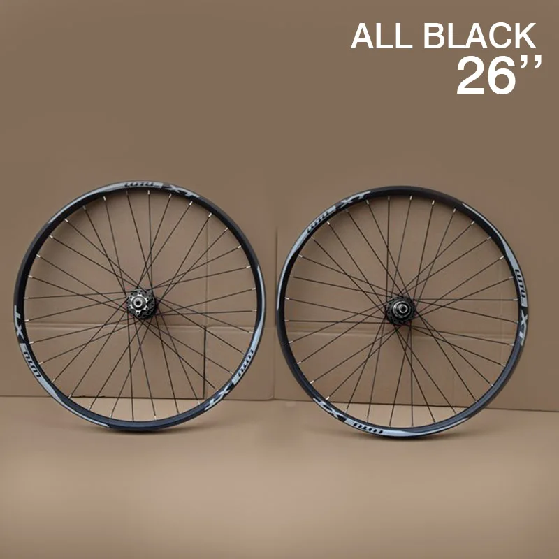 Супер хороший набор колес для горного велосипеда MTB 26 27,5 29er 32H дисковый тормоз 11 скоростей 4 подшипника велосипедные колеса запчасти для велосипеда - Цвет: All black- 26