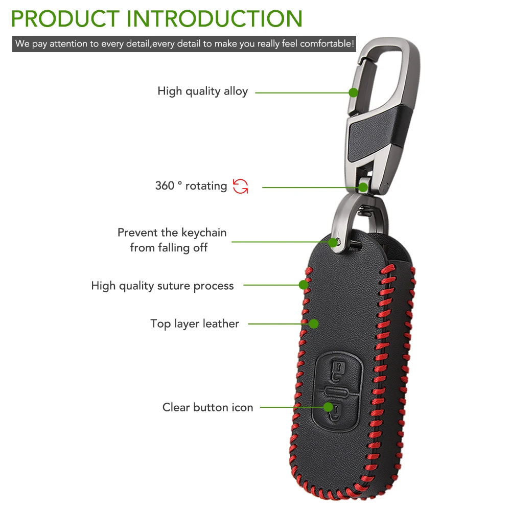 Модный мужской кожаный брелок для автомобильного ключа с дистанционным