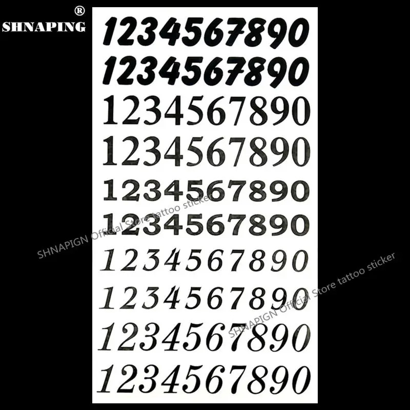 SHNAPIGN арабские цифры 0-9 малыш временный боди-арт флэш-тату стикер 10*17 см безболезненная хна селфи тату стикер s