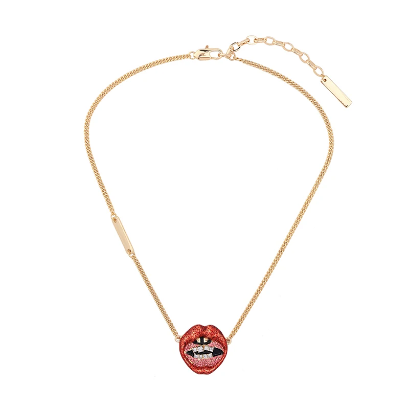 Ожерелье с красной эмалью в виде губ новинка 2019 ожерелье кулоном женская