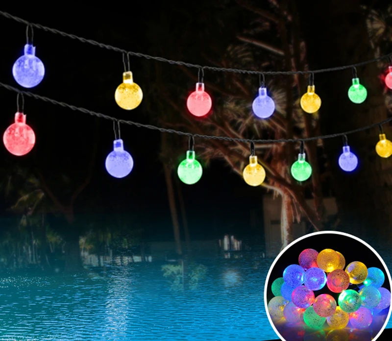 6 м 30 светодиодный хрустальный шар с солнечной батареей сказочные огни праздник