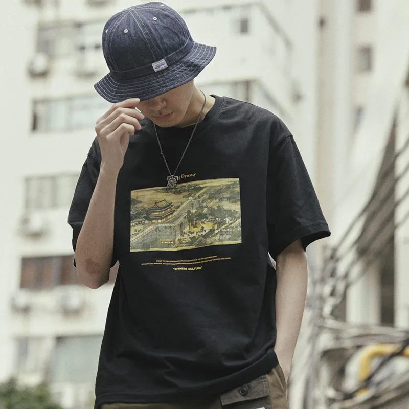 2019 хип хоп Футболка уличная Древняя китайская династия песен футболка с картиной