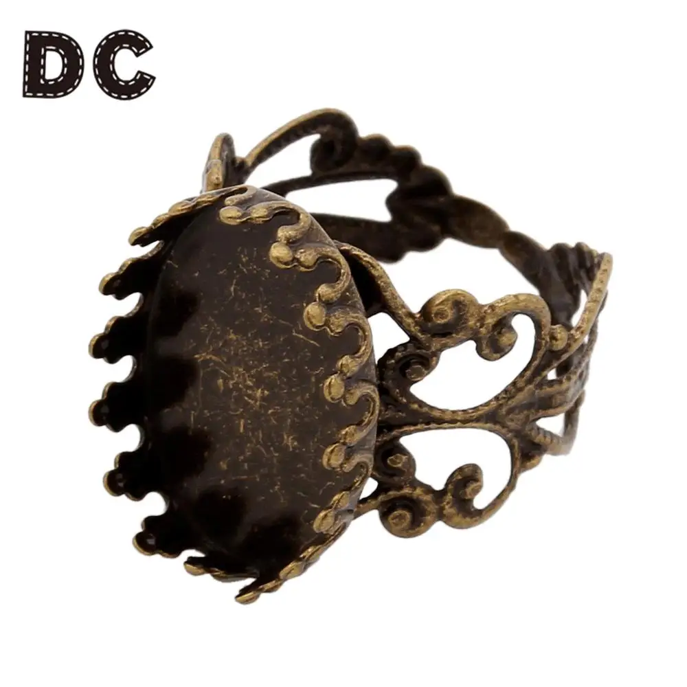 DC 10 шт/партия античная бронза цвет Регулируемые заготовки для колец женщин