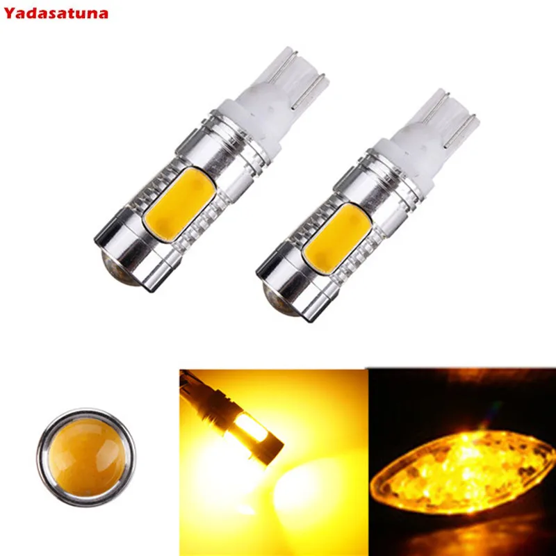 2 шт. янтарно желтый оранжевый высокомощный T10 7 5 Вт SMD LED W5W 194 158 168 плазменный