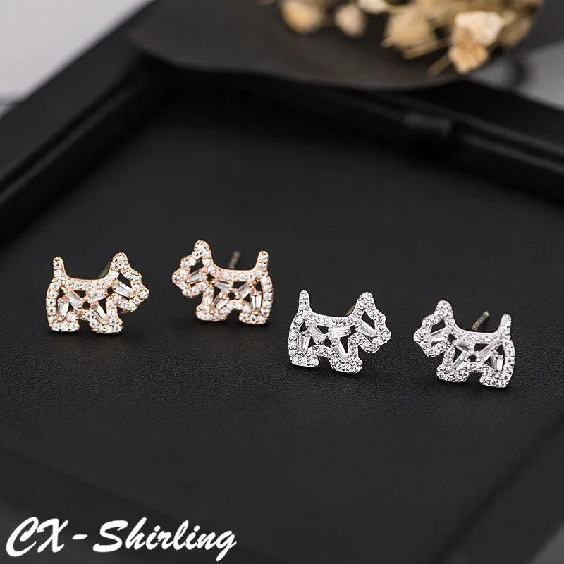 Серьги CX-shiring S925 серебряные серьги с блестящим цирконием героями мультфильмов и