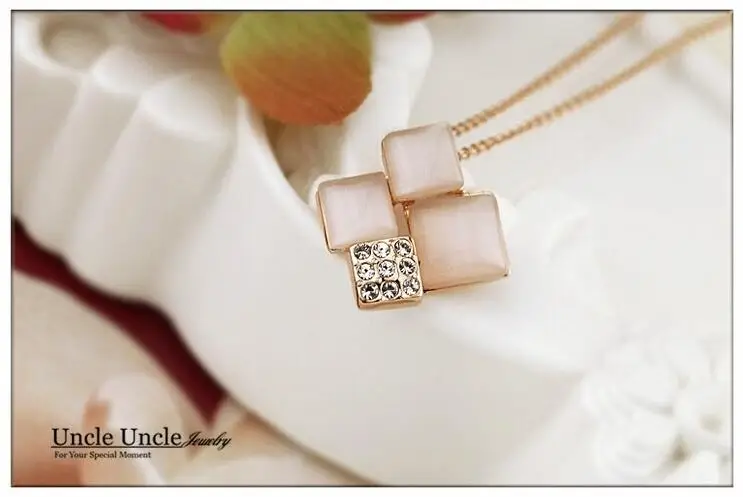 Розовое золото цвет высокого качества квадратный опал внутри геометрический