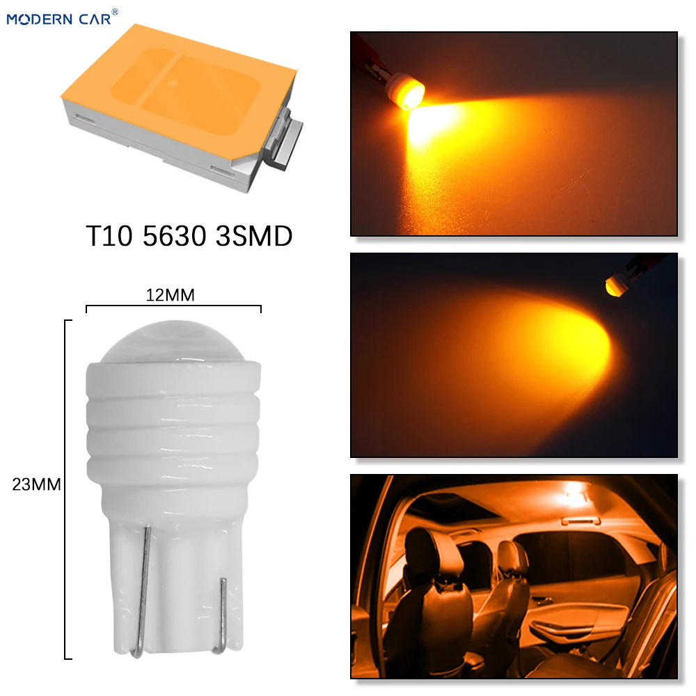 Современный автомобиль 1 шт. T10 led 5630 чип 3smd автомобильная лампа габаритные огни керамические led W5W Белый Синий Зеленый Красный Лампа оранжевого цвета лампа