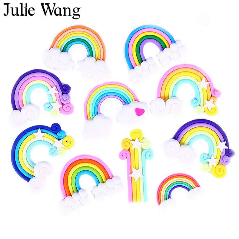 Julie Wang 10 шт. случайно Смешанная Полимерная глина Радужный слайм из смолы подвески