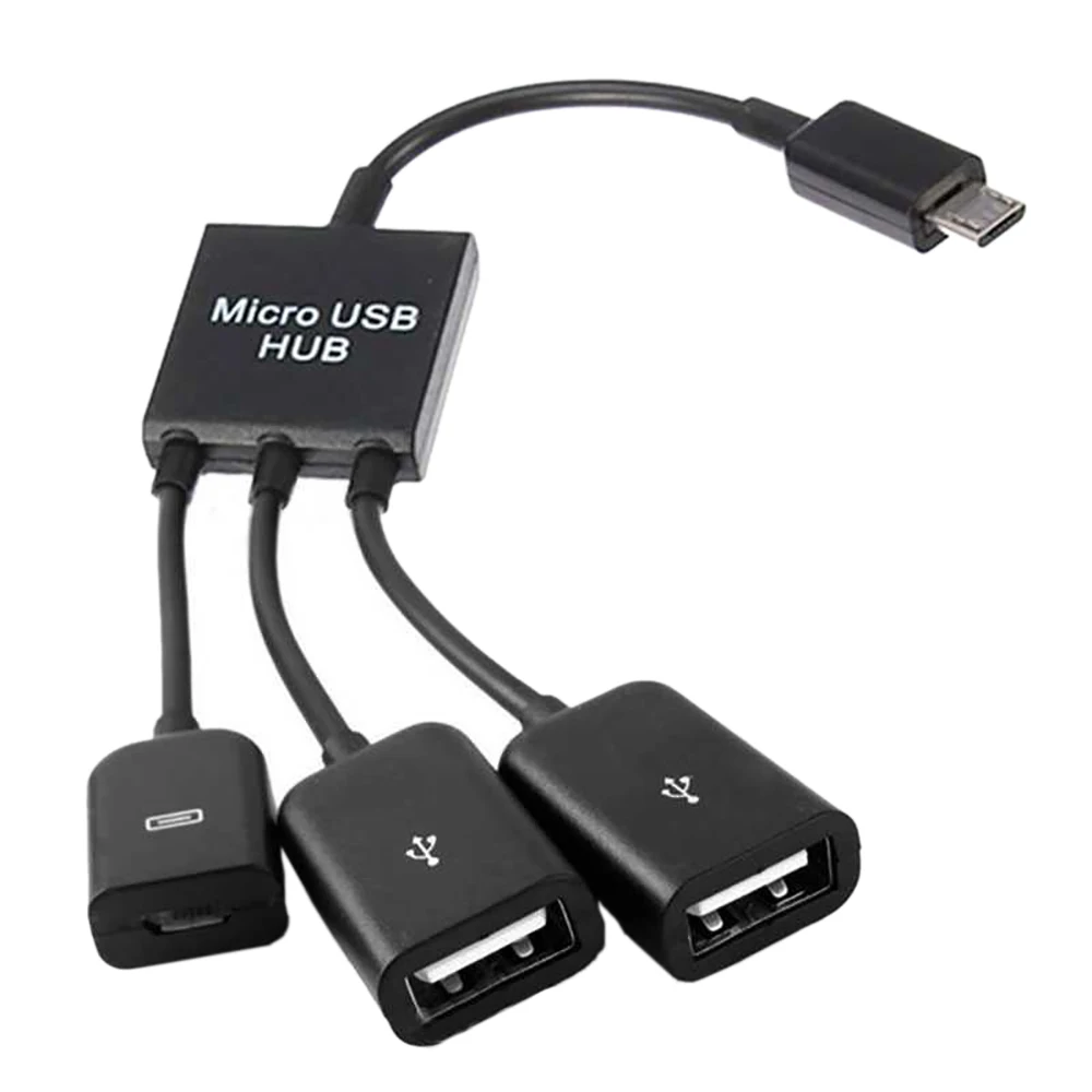 Многофункциональный 3 в 1 OTG Micro USB штекер на 2 порта + разъем адаптера концентратора