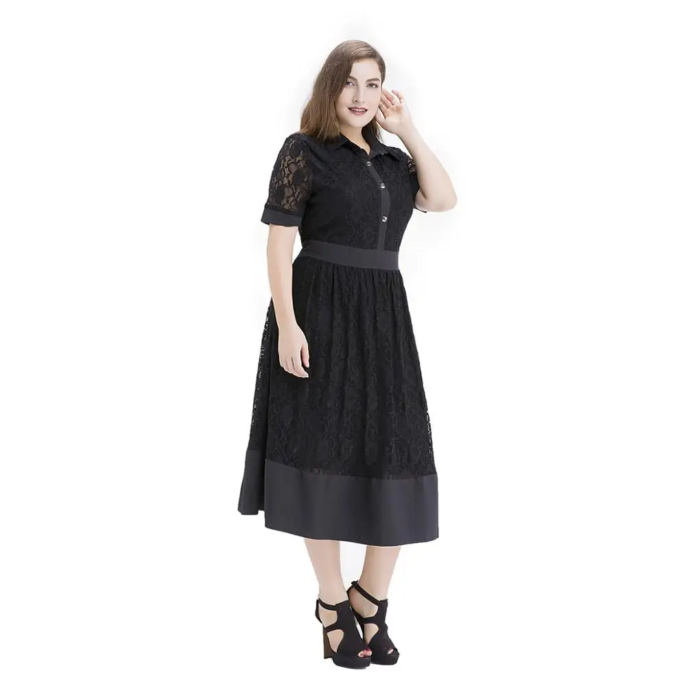 Женское кружевное платье Boho Черное длинное вечернее большого размера 5XL 6XL 7XL