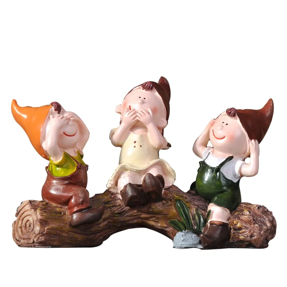 

High Quality Stump Three No Elves Handmade Painted Resin Crafts Creative Home Decortion Holiday Gifts