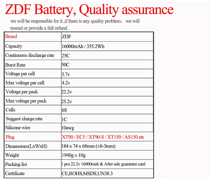 ZDF LiPo батарея 6S 22,2 V 16000mAh 25C для RC вертолет Дрон Квадрокоптер самолет автомобиль Лодка Грузовик 22,2 V 6S RC аккумулятор батарея