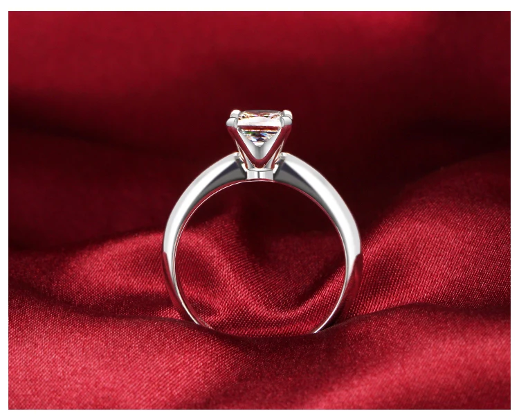 

Certified 2Ct Moissanite Princess Diamond Ring Test Positive Engagement Ring Solid 14K White Gold Jewelry Women Ring