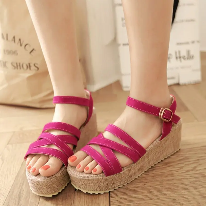 Женщины Мода Толстые Босоножки На Платформе Досуга Панк Обувь Узкая Полоса